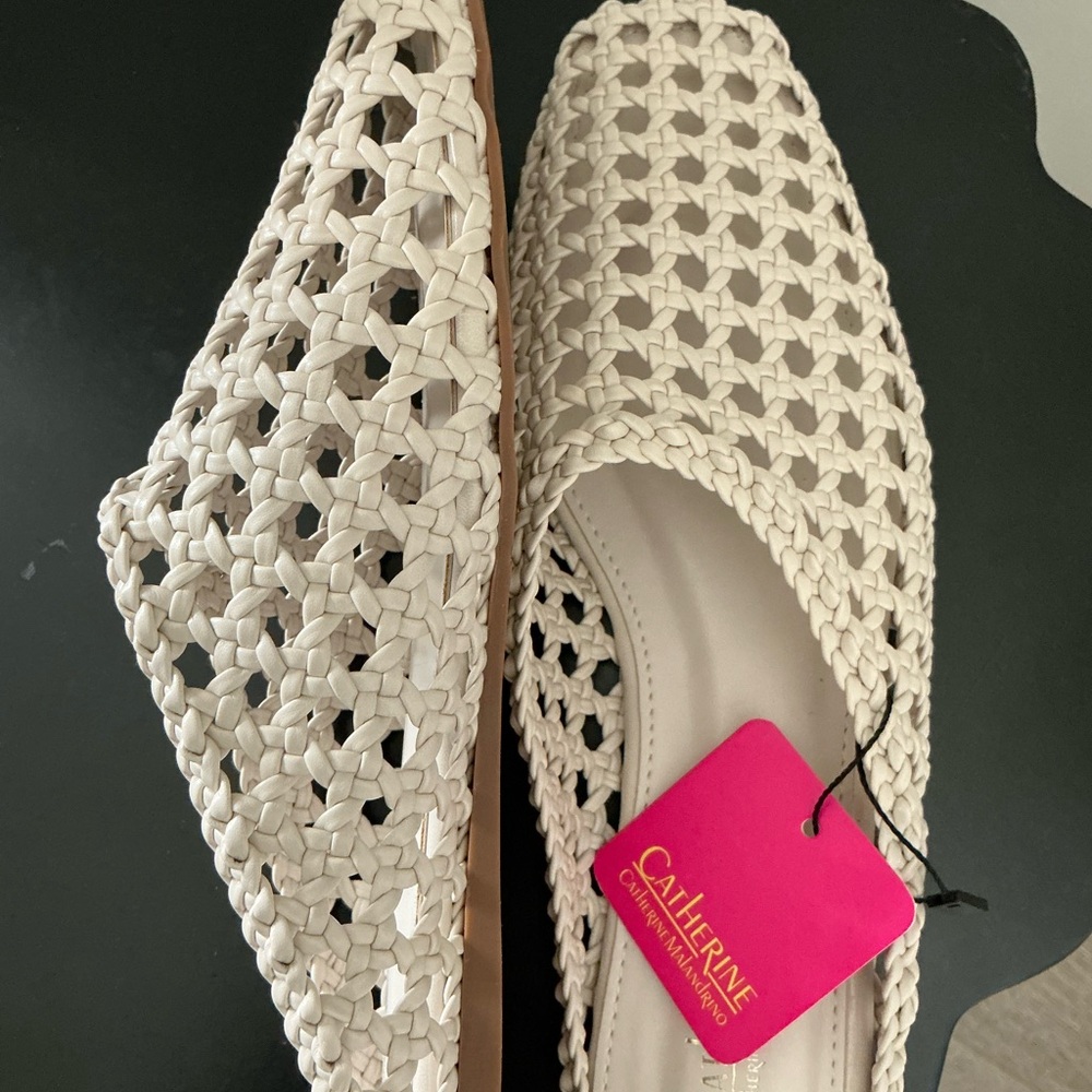 Catherine Malandrino Ivory Woven Slip-On Loafers - Picture 3 of 5
